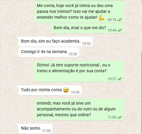 Conversa real do WhatsApp — qualificando antes de vender